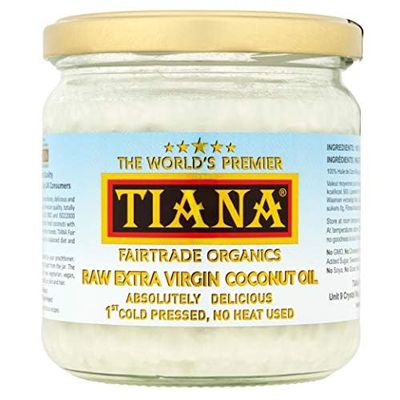 Raw Extra Virgin Coconut Oil 350ml (Pack of 6) Organic, First Cold-Pressed & Unrefined Pure Coconut Oil for Cooking, Skin & Hair Vegan, Keto & Fairtrade TIANA