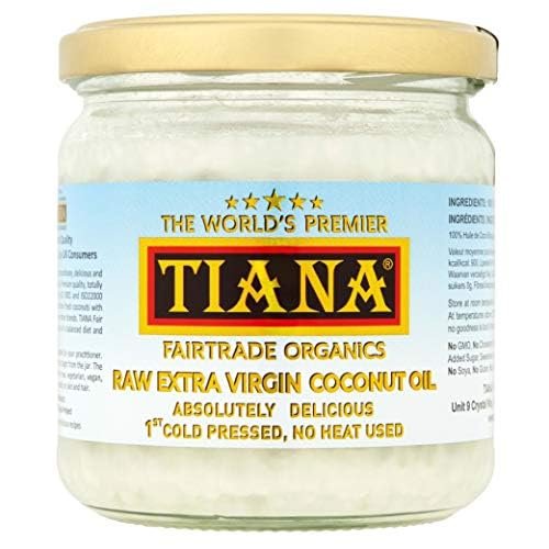 Raw Extra Virgin Coconut Oil 350ml (Pack of 6) Organic, First Cold-Pressed & Unrefined Pure Coconut Oil for Cooking, Skin & Hair Vegan, Keto & Fairtrade TIANA