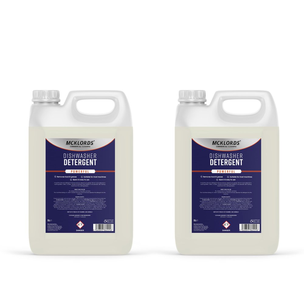 McKLords - Dishwasher Detergent 10L - Ultimate Grease & Food Remover - Auto Dishwashing Liquid - Eco-Friendly 2x5L Containers - Professional Catering