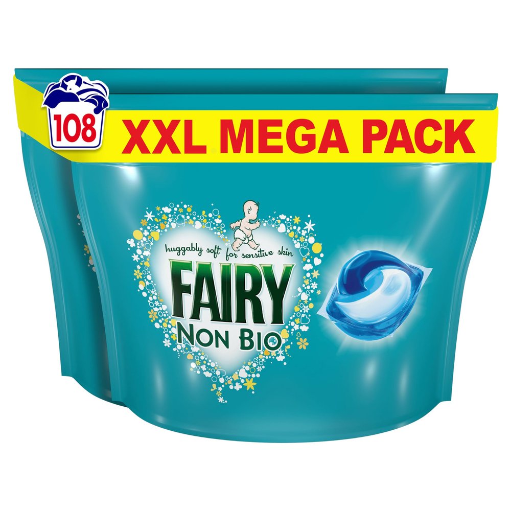 Fairy Non Bio PODS Washing Liquid Capsules, For Sensitive Skin, 108 Washes (54x2)