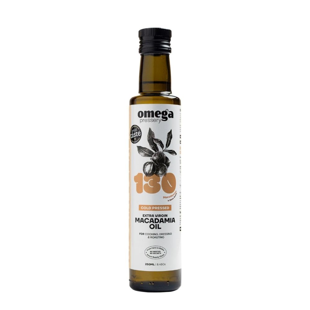 Omega Pressery Premium Extra Virgin Macadamia Oil for Cooking - 250ml | Cold Pressed, Unblended |100% Natural & Pure Macadamia Cooking Oil |1-star Great Taste Award