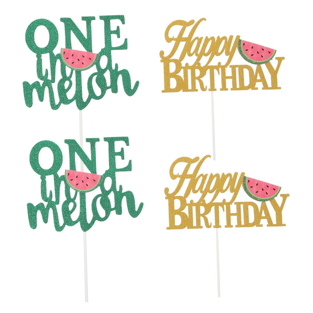 Cabilock 4pcs Watermelon Cake Picks for Birthday Party Melon Cake Decoration Party Supplies