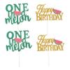 Cabilock 4pcs Watermelon Cake Picks for Birthday Party Melon Cake Decoration Party Supplies view 1