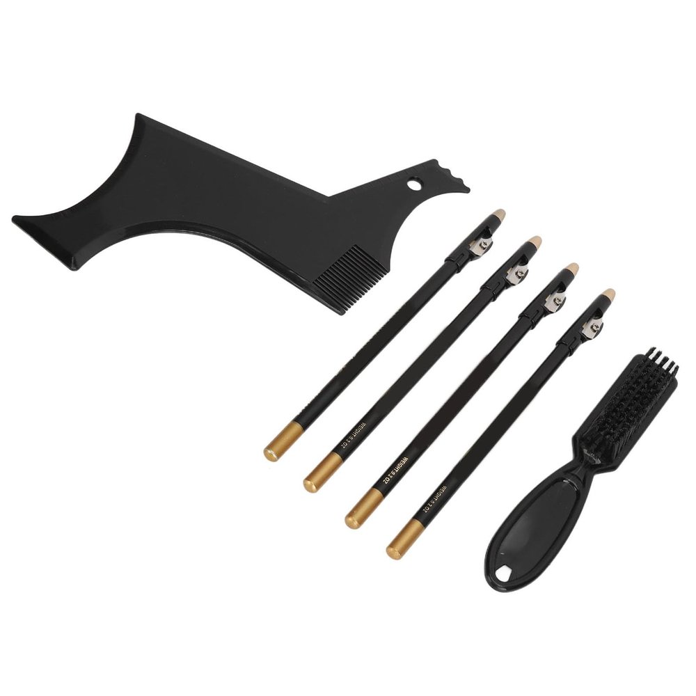 Beard Guide Template Set, Beard Styling Trimming Tool, Portable for Barber Shop (Black)