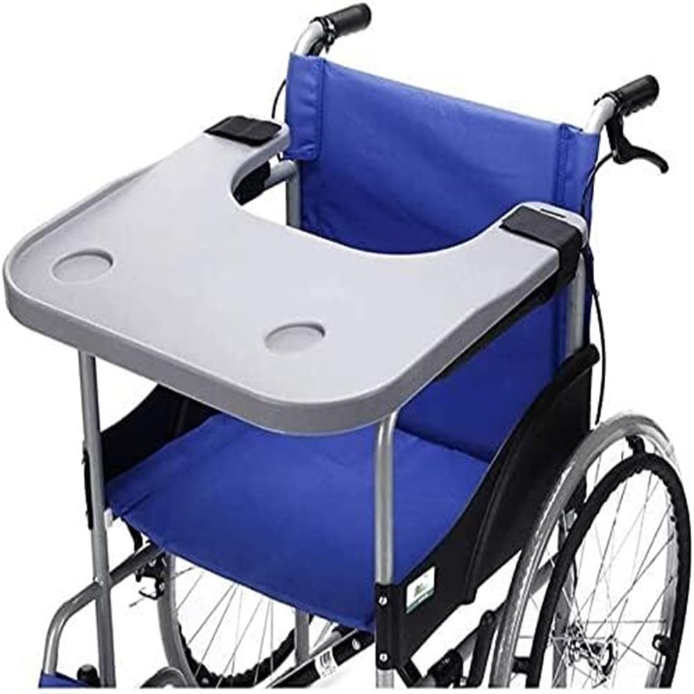 LXYDPZ Wheelchair Tray Table with Cup Holder Removable Wheelchair Lap Tray, Portable Wheelchair Desk Accessories Fits Wheelchair Arms