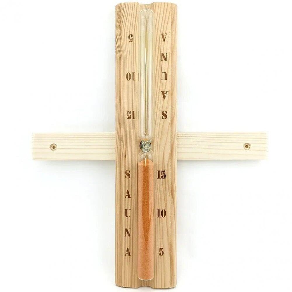 Sauna Sand Timer 15 Minute, Rotating Wooden Sauna Hourglass with Sand, Heat Resistant Sand Clock Hour Glass Timer for Sauna SPA Room