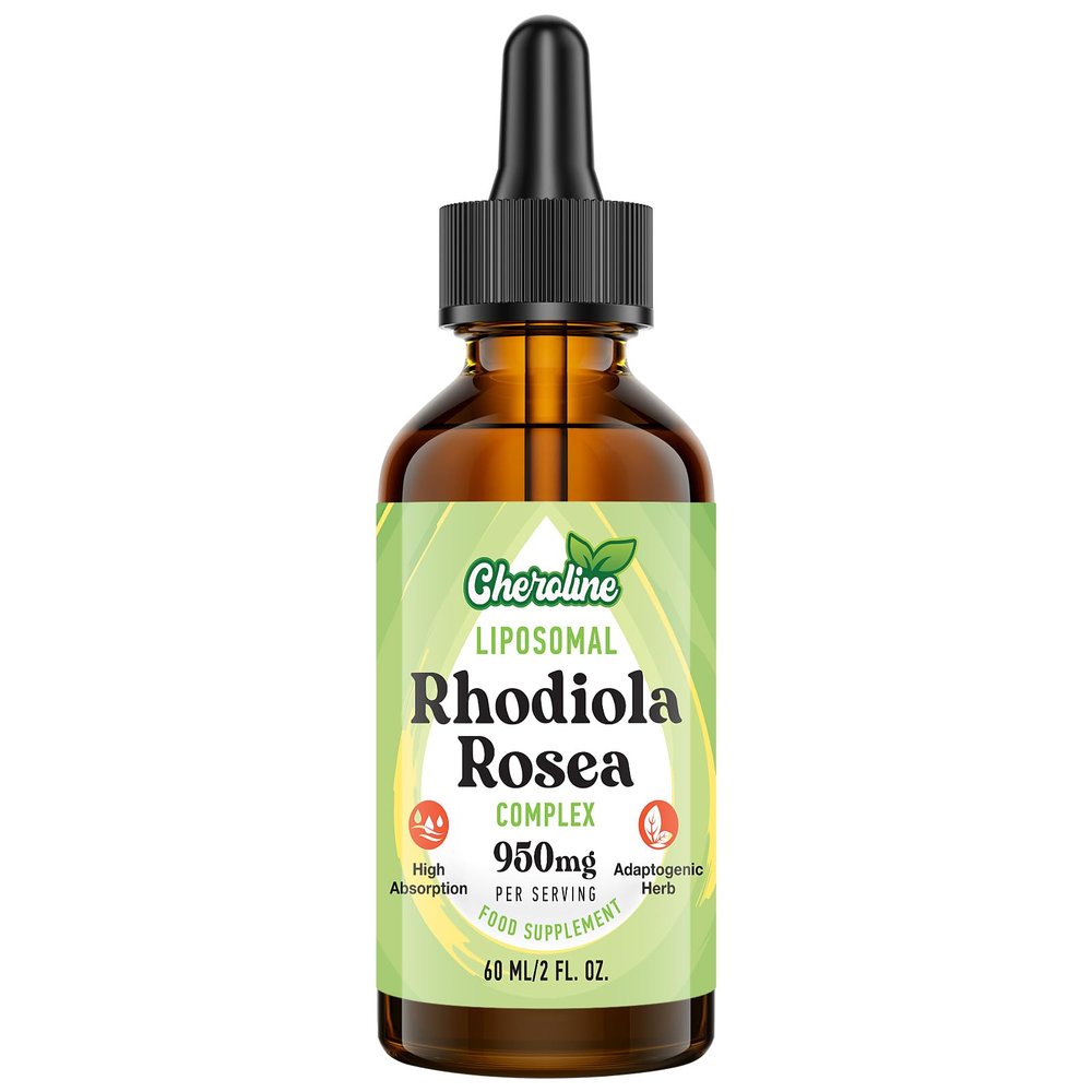 Liposomal Rhodiola Rosea 950 mg, 9-in-1 rhodiola Rosea Drops 60 ml, Rhodiola Root Liquid Tincture, Vegan Adaptogenic Herb Supplement for Energy, Stress & Mood (Pack of 1)