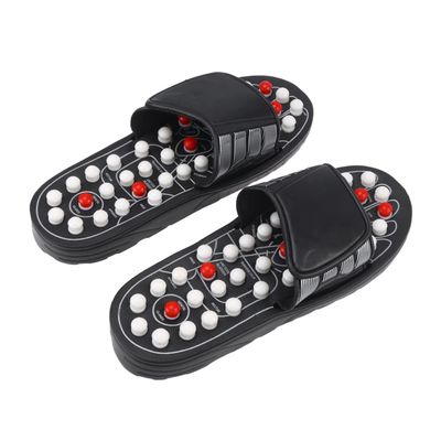 FRCOLOR Foot Health Massage Shoes with Tai Chi Gossip Reflexology Dots and Adjustable Straps, Therapeutic Slippers for Men and Women, Black, English Size 40-41, Suitable for Arthritis