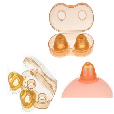 Nipple Sucker Corrector for Inverted Puller or Extender Latch Assist Flat Nipple Enhancer Nipplesuckers Toy Suction for Woman Breastfeeding Mother with Dustproof Case (2 Pair Brown)