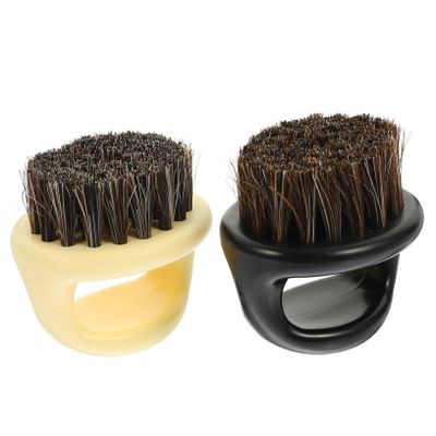 MAGICLULU Men Beard Brush and Comb 2pcs Set Handheld Broken Hair Cleaning Brush Boar Bristle for Beard Grooming and Styling Black Beige for Daily Use