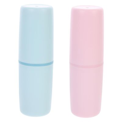 Beavorty 2pcs Toothbrush Box Travel Toothbrush Cup Pink Simple Style Case and Toothpaste