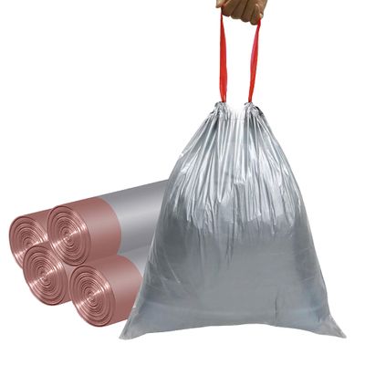 Small Drawstring Trash Bags 4 Gallon Tear-Free Gray Garbage Bags Separated Unscented for Bathroom Kitchen (60)