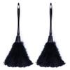 Fegtrty 2Pc Fashion Turkey Feather Duster with Black Plastic Handle Cleaning Tool(Black)35cm view 1