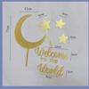 12PCS Moon Star Cake Toppers,Acrylic Mirror Gold"Welcome To The World"Baby Shower Cake Decorations for Over the Moon Baby Shower Wedding Birthday Party view 2