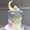 12PCS Moon Star Cake Toppers,Acrylic Mirror Gold"Welcome To The World"Baby Shower Cake Decorations for Over the Moon Baby Shower Wedding Birthday Party view 4