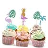 OKUMEYR 15pcs Hawaii Cake Topper Flamingo Pineapple Stick Party Cake Decor Dessert Insert view 1