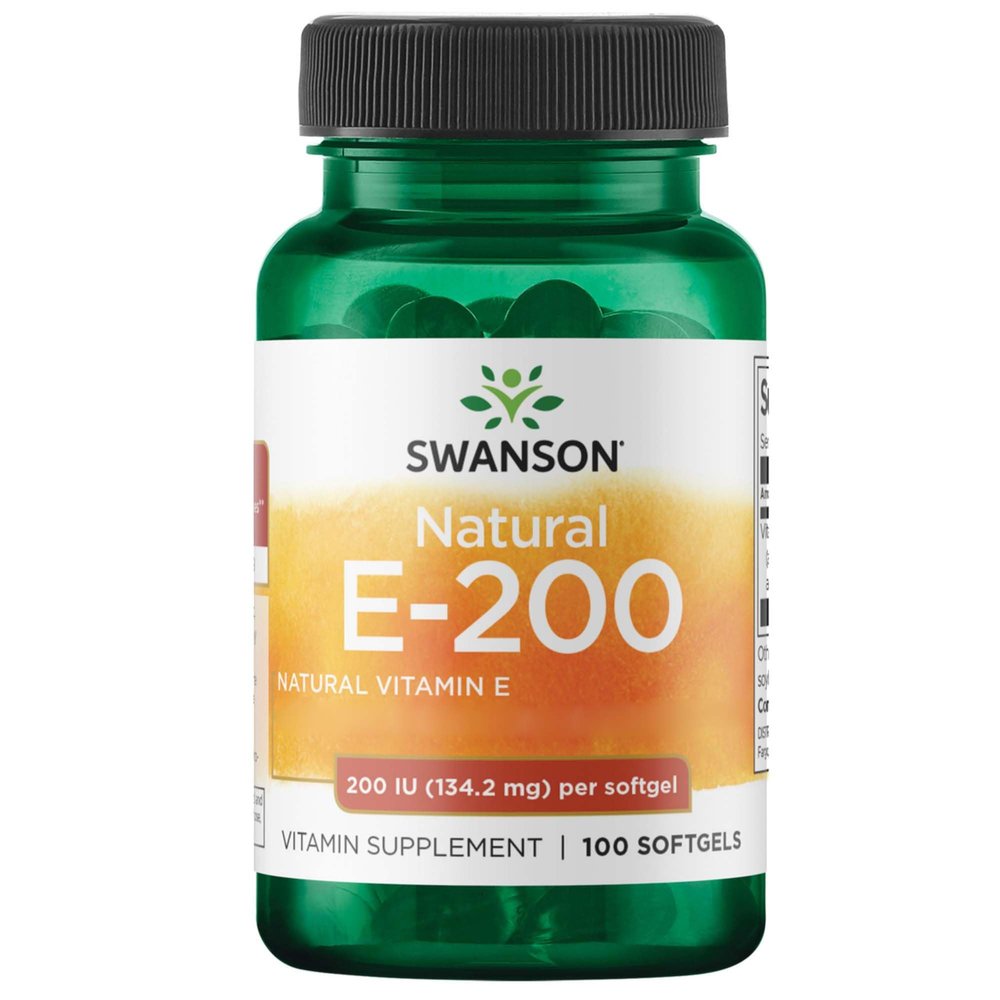 Swanson, E-200, High-Dose Vitamin E, 200IU, 100 Softgels, Gluten-Free, GMO-Free