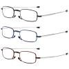 OWTXIS 3 Pack Folding Reading Glasses for Men Women, Keychain Compact Readers Blue Light Portable Pocket Eyeglasses (Black, Blue, Red, +3.50) view 2