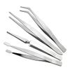 AMIUHOUN 4-Piece Set of Stainless Steel Combination Tweezers, Elbow Tip, Labor-Saving Pliers,-Reverse Flat-Mouth Stamp Clips view 1