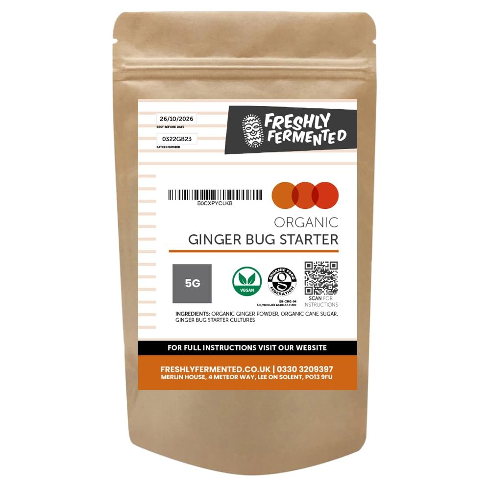 Freshly Fermented - Organic & Vegan Friendly Ginger Beer Starter Culture, Ginger Bug Style