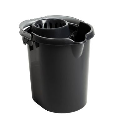 1 x Large 16L Litre Plastic Mop Bucket Cleaning Bucket with Detachable Wringer Carry Handle & Pouring Lip Bucket For Cleaning Floors School Office Restaurant Shop Commercial Use (Midnight Greyish)