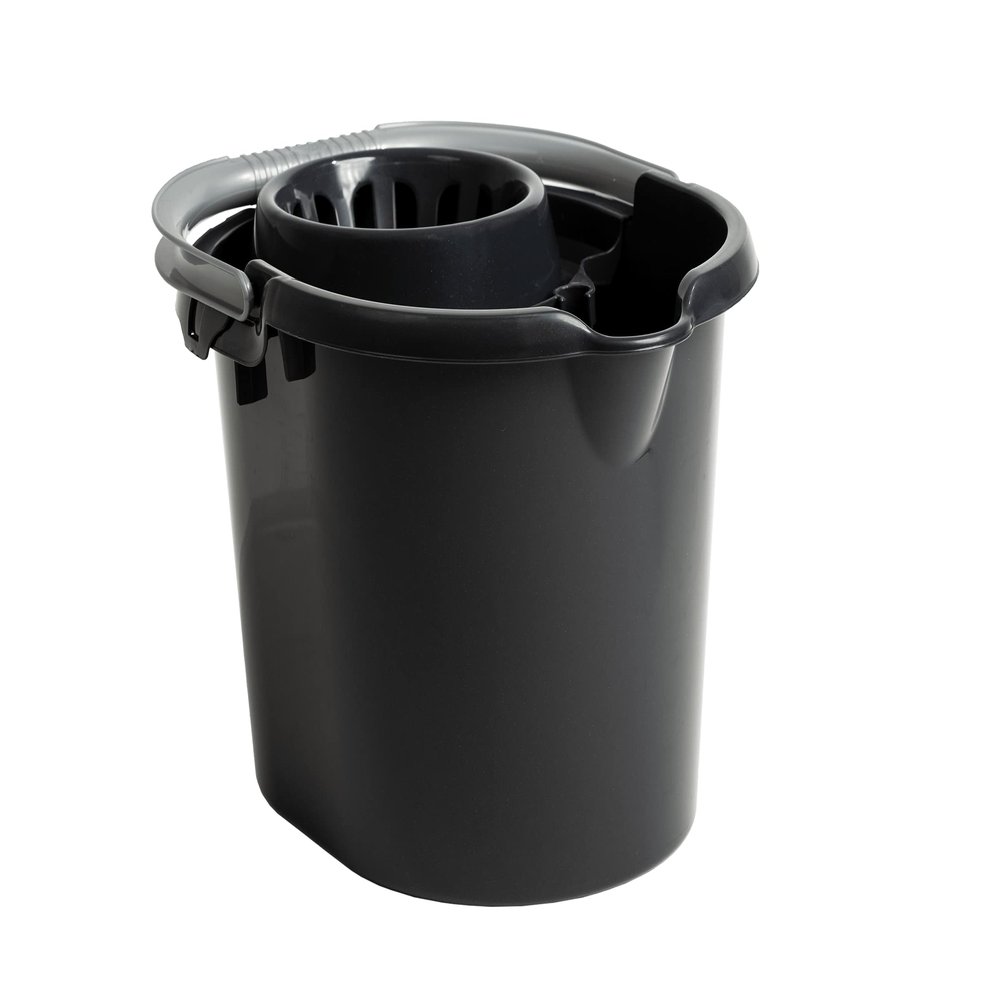 1 x Large 16L Litre Plastic Mop Bucket Cleaning Bucket with Detachable Wringer Carry Handle & Pouring Lip Bucket For Cleaning Floors School Office Restaurant Shop Commercial Use (Midnight Greyish)