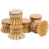 6pcs Bamboo Dish Brush Replacement Heads, Wooden Dish Brushes for Cleaning Kitchen Wood Dish Scrubbers Washing Up Brush Heads Natural Bristle Brush Refills for Dishes, Pots Eco Friendly view 2