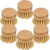 6pcs Bamboo Dish Brush Replacement Heads, Wooden Dish Brushes for Cleaning Kitchen Wood Dish Scrubbers Washing Up Brush Heads Natural Bristle Brush Refills for Dishes, Pots Eco Friendly view 3