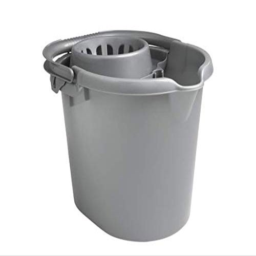 1 x Large 16L Litre Plastic Mop Bucket Cleaning Bucket with Detachable Wringer Carry Handle & Pouring Lip Bucket For Cleaning Floors School Office Restaurant Shop Commercial Use (Silver)