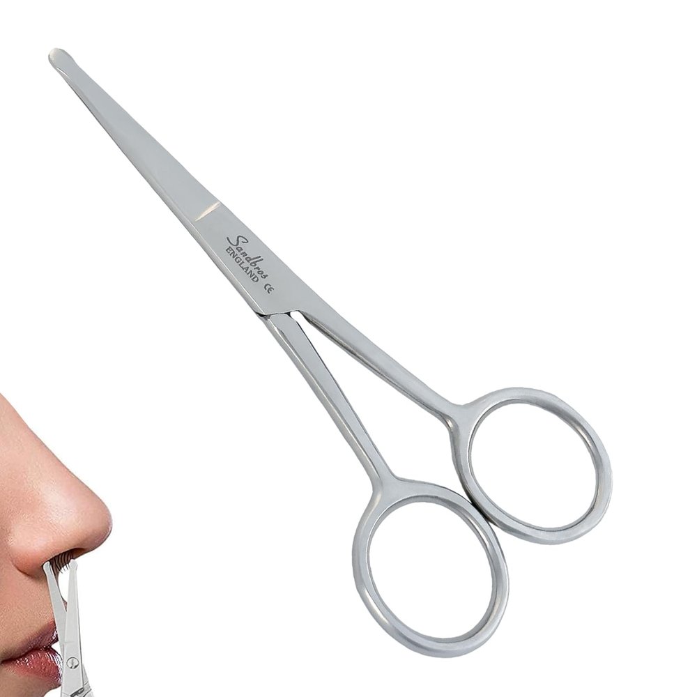 Nose & Ear Hair Trimming Scissors for Men | Rounded Safety Tip Moustache, Nasal Hair Remover & Facial Hair Scissors 4.5" | Stainless Steel