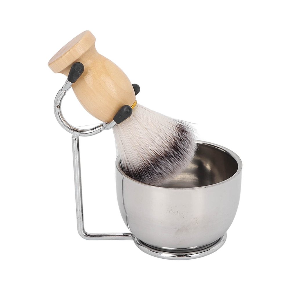 ANKROYU 3 in 1 Shaving Brush Kit, Stainless Steel Beard Soap Bowl, Shaving Brush and Razor Holder for Men's Beard Brush, Manual Shaving Tool Set