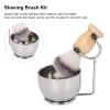 ANKROYU 3 in 1 Shaving Brush Kit, Stainless Steel Beard Soap Bowl, Shaving Brush and Razor Holder for Men's Beard Brush, Manual Shaving Tool Set view 3