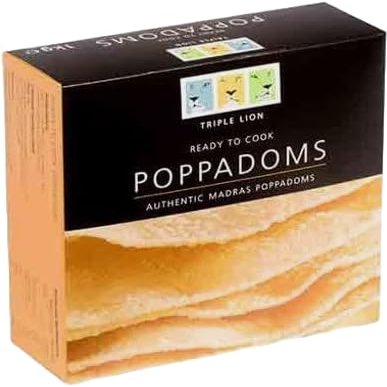 Triple Lion Plain Uncooked Poppadoms 1kg | Pack of 10 | Authentic Indian Snack