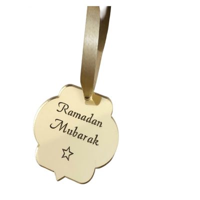 6 Ramadan Mubarak Gift Tags, Gold Acrylic Ramadan Gift Tags, Ramadan Gift Charms, Ramadan Gift Wrapping, Ramadan Cupcake Decorations UK.