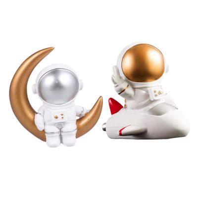 BCOATH Space Astronaut Cake Ornaments Set of 2 Resin Decorations for Birthday Party