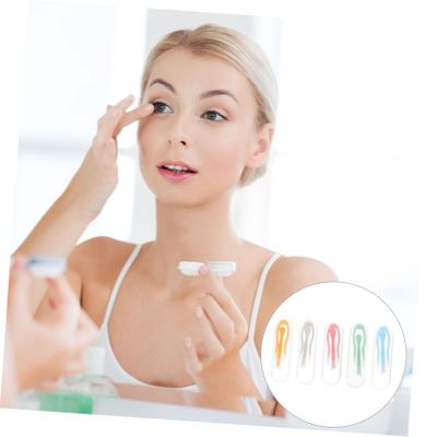 FOMIYES Lens Inserter Remover and Tweezers Set for Hard Rigid Gas Permeable Contact Lenses  5pcs Plastic Travel-Sized Tool Kit for Lens Insertion, Removal, Clean Handling and Outdoor Use