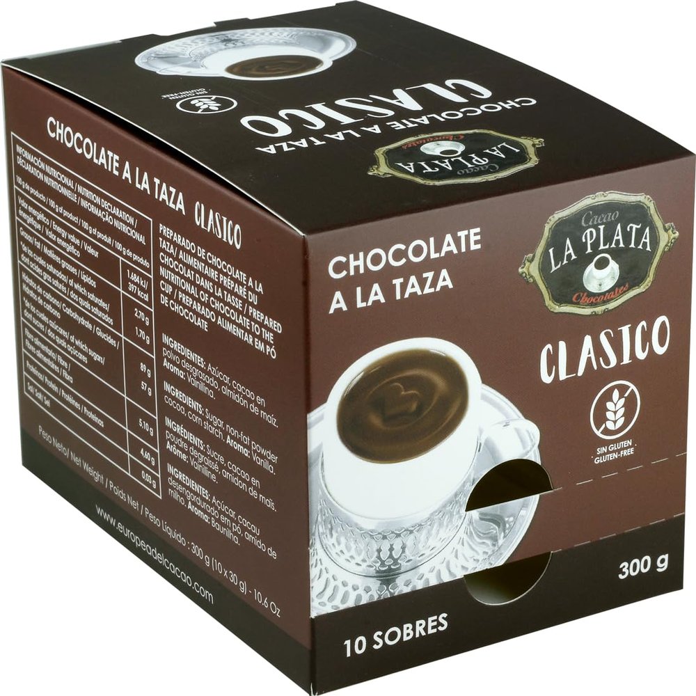 Spanish Hot Chocolate 10 Sachets | Gluten, Soya & Dairy-Free | Vegan | Chocolate a la Taza | 300 gr