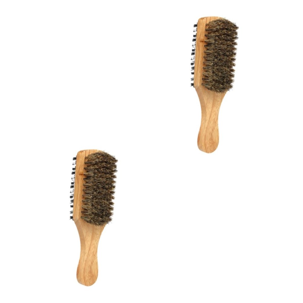Ipetboom 2pcs Bristle Beard Brush Double-sided Styling Maker Portable Beard Tool for Men's Grooming