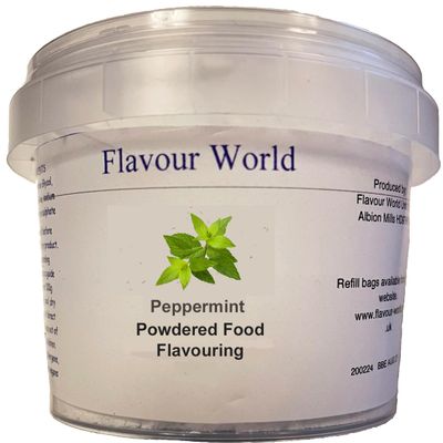 Flavour World Professional Powdered Food Flavouring 40g or 80g tubs with small dosing spoon included (80g, Peppermint)