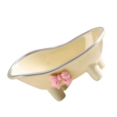 Ciieeo Bathroom Soap Dish Tray with Silver Bow Accent Bar Soap Case with Drainage for Home Vanity and Shower for Bathroom and Kitchen Counter Storage