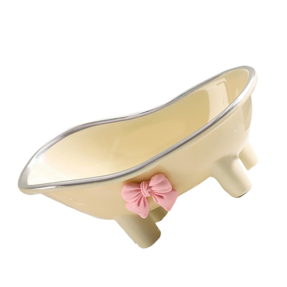 Ciieeo Bathroom Soap Dish Tray with Silver Bow Accent Bar Soap Case with Drainage for Home Vanity and Shower for Bathroom and Kitchen Counter Storage