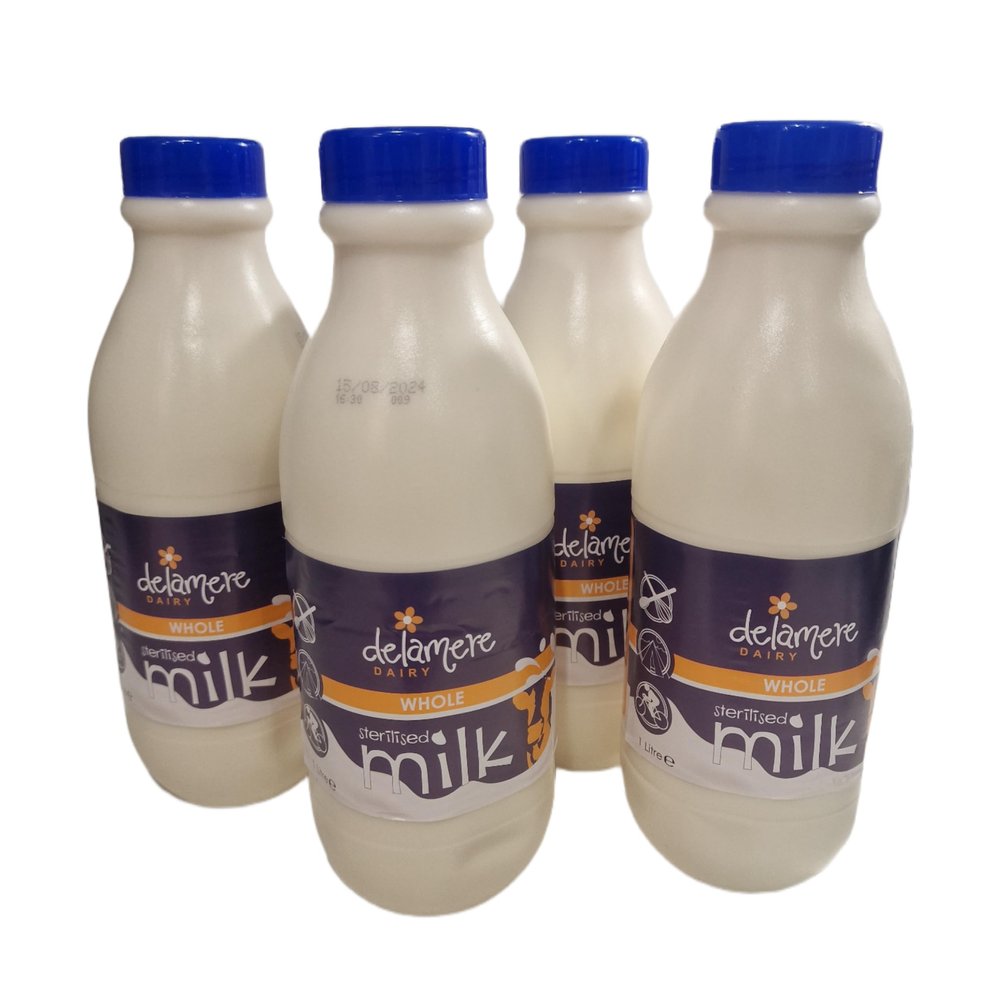 1L Delamere Dairy Sterilized Whole Milk Plastic Bottle (4 x 1Litre)