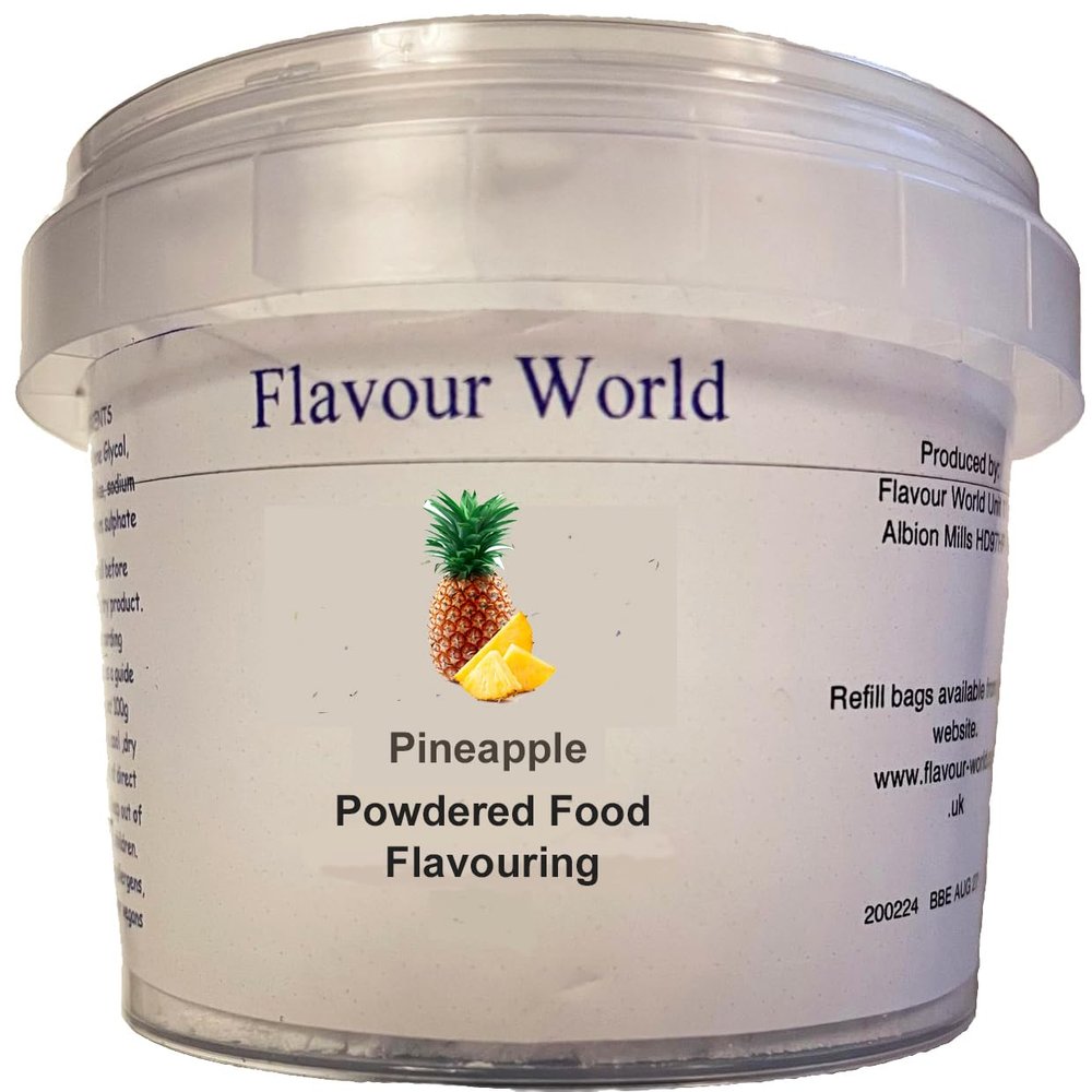 Flavour World Professional Powdered Food Flavouring 40g or 80g tubs with small dosing spoon included (80g, Pineapple)