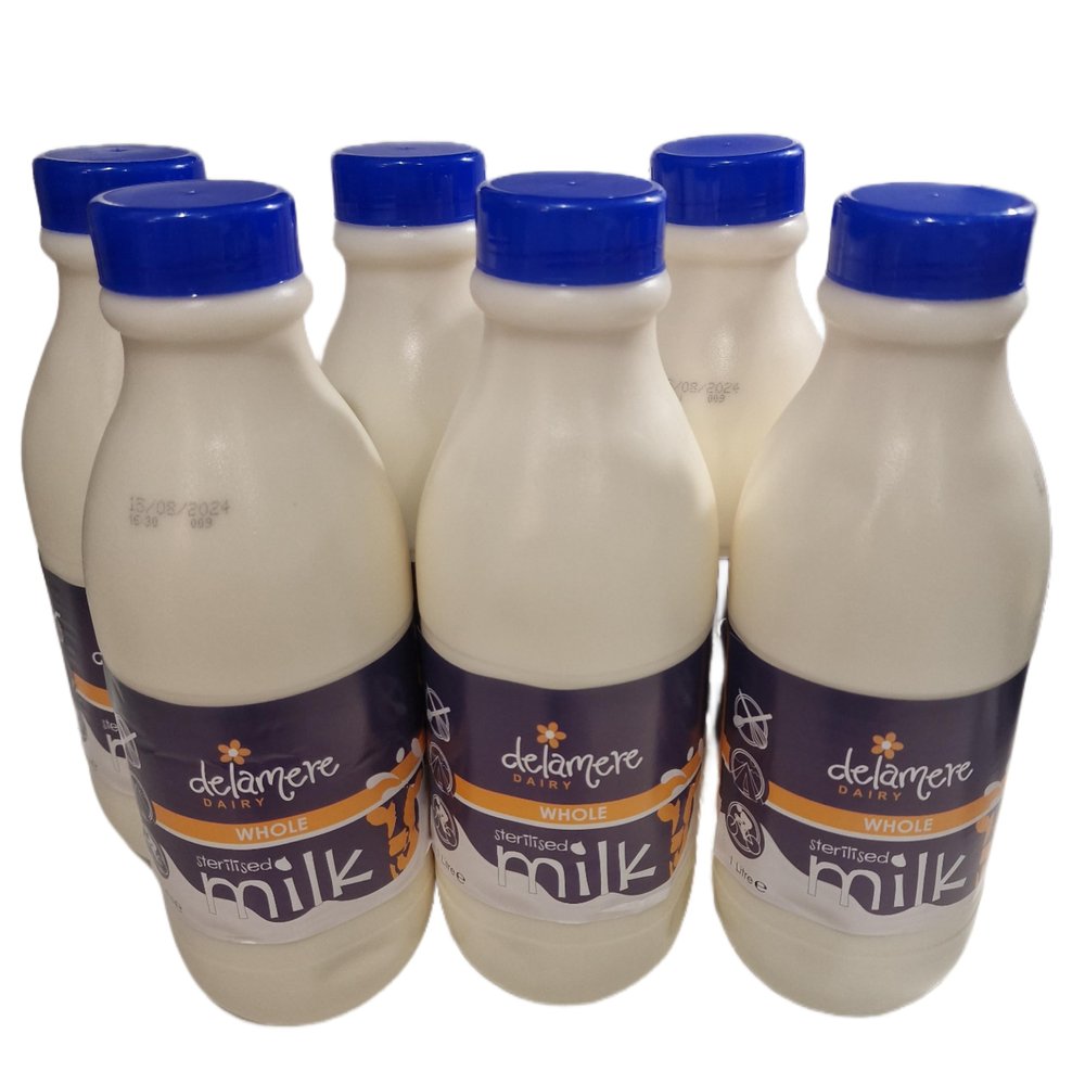 1L Delamere Dairy Sterilized Whole Milk Plastic Bottle (6 x 1Litre)