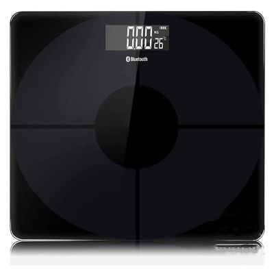 GeRRiT Digital Body Weight Bathroom Scale, 400 Lb, Precision Adult Health Weighing Digital Electronic Scales, Glass Rounded Design, with Large LCD Display-Black