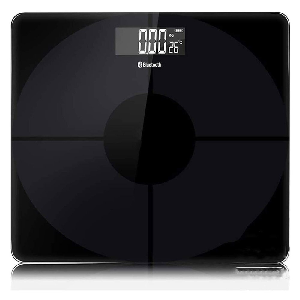 GeRRiT Digital Body Weight Bathroom Scale, 400 Lb, Precision Adult Health Weighing Digital Electronic Scales, Glass Rounded Design, with Large LCD Display-Black