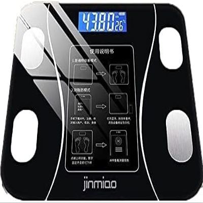 GeRRiT Bluetooth Fat Scale Digital Bathroom Scale Backlit LED Display Sturdy Tempered Glass Mini Smart Weight Scale Human Body Scale, Including 4 high-Precision sensors and 4 Sensitive electrodes