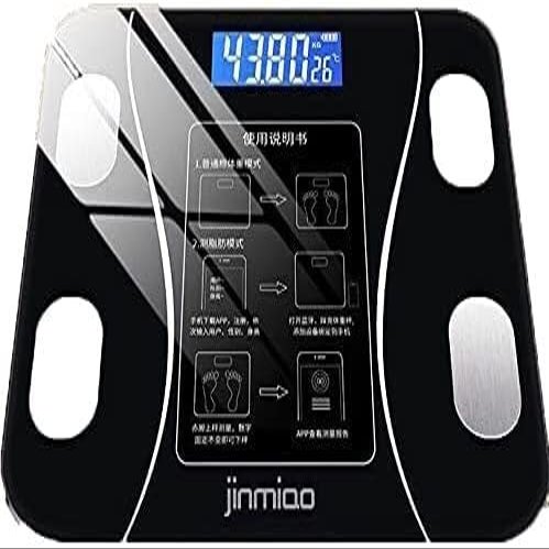 GeRRiT Bluetooth Fat Scale Digital Bathroom Scale Backlit LED Display Sturdy Tempered Glass Mini Smart Weight Scale Human Body Scale, Including 4 high-Precision sensors and 4 Sensitive electrodes