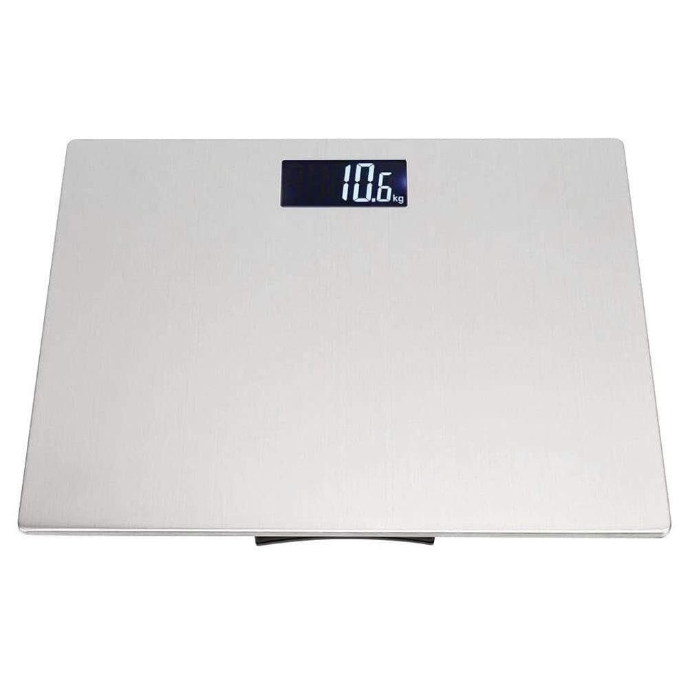 GeRRiT Digital Body Weight Scale, Bathroom Scale with Large Backlit Display, Ultra Slim Design, 396 Pound Capacity Extra Thin Stainless Steel Bathroom Scale,SilverUnitPound