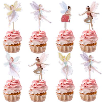 Rsstarxi Fairy 36pcs Cupcake Toppers, Paper Dessert Decorating Cupcake Toppers for Fairy Theme Birthday Party, Bridal Shower, Baby Shower, Wedding